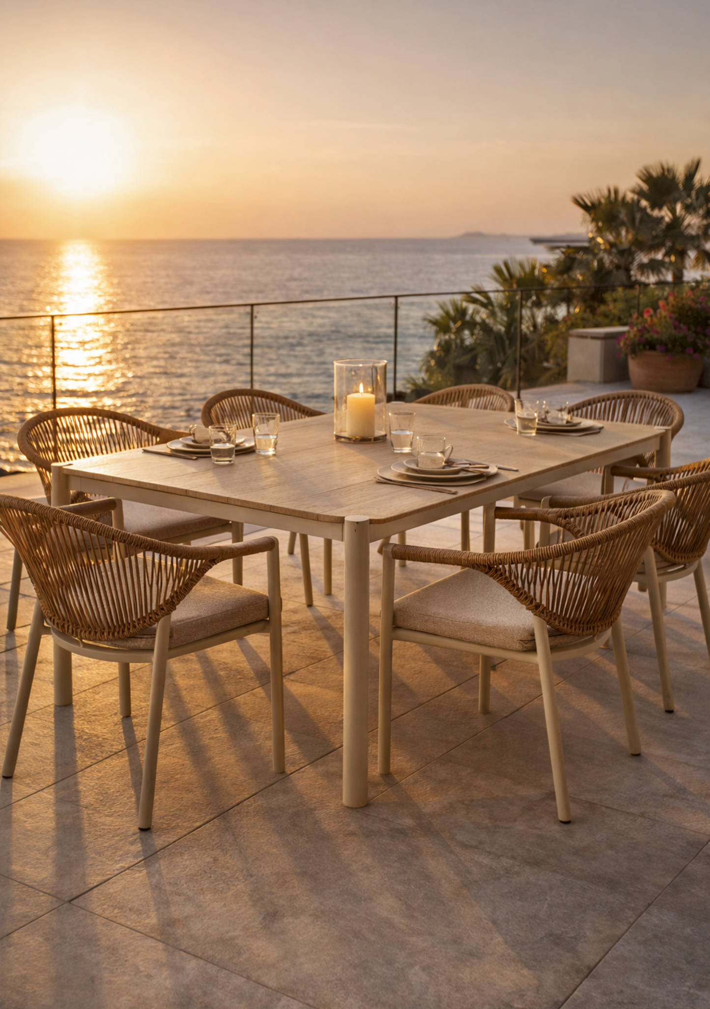 Abela Dining Chair – Sand PE Rattan & Aluminium - Set of 2