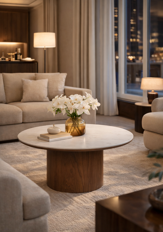 Noli Round Coffee Table – Ceramic & Ash FSC®