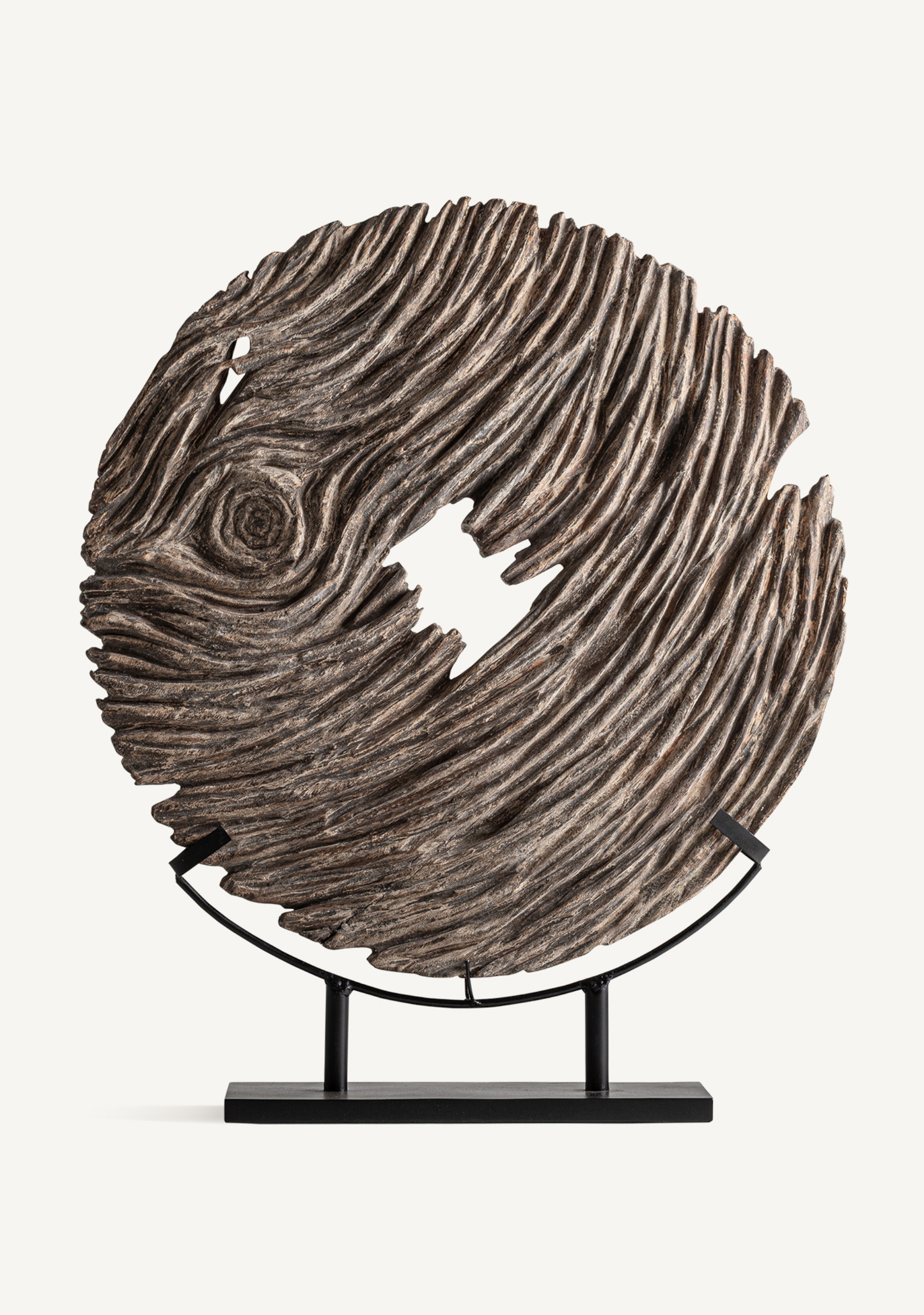 Ramesh Suar Wood Floor Sculpture – Brown - Elara Maison
