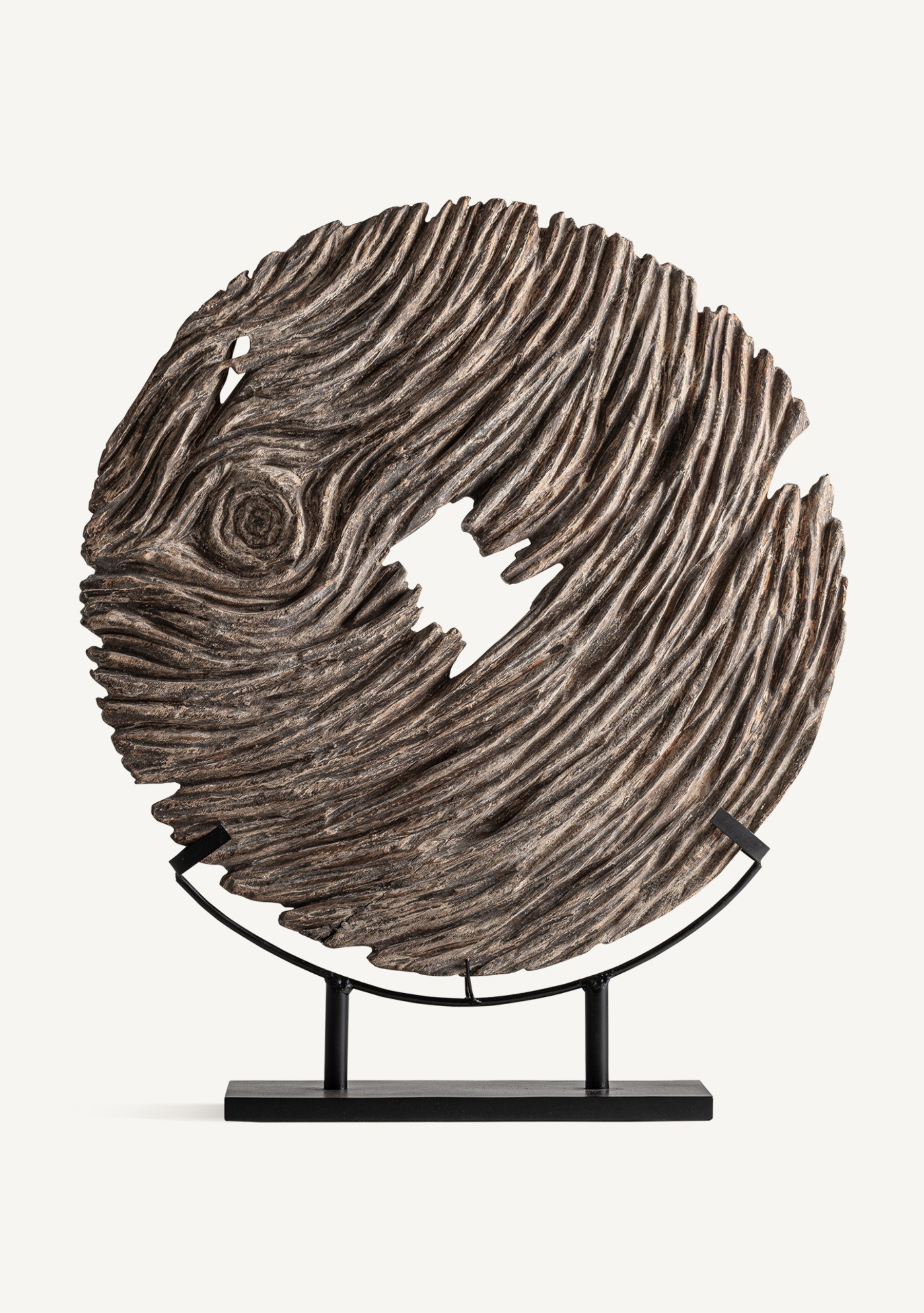 Ramesh Suar Wood Floor Sculpture – Brown - Elara Maison