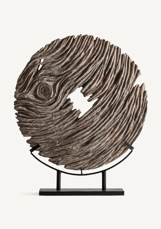 Ramesh Suar Wood Floor Sculpture – Brown - Elara Maison