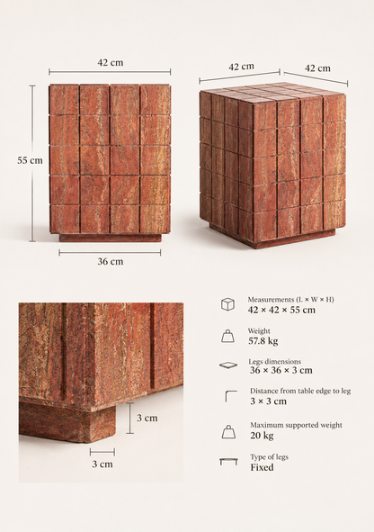 Terracotta Travertine Table