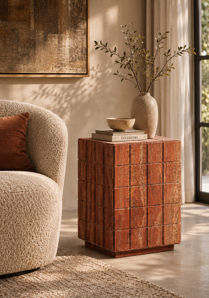 Terracotta Travertine Table