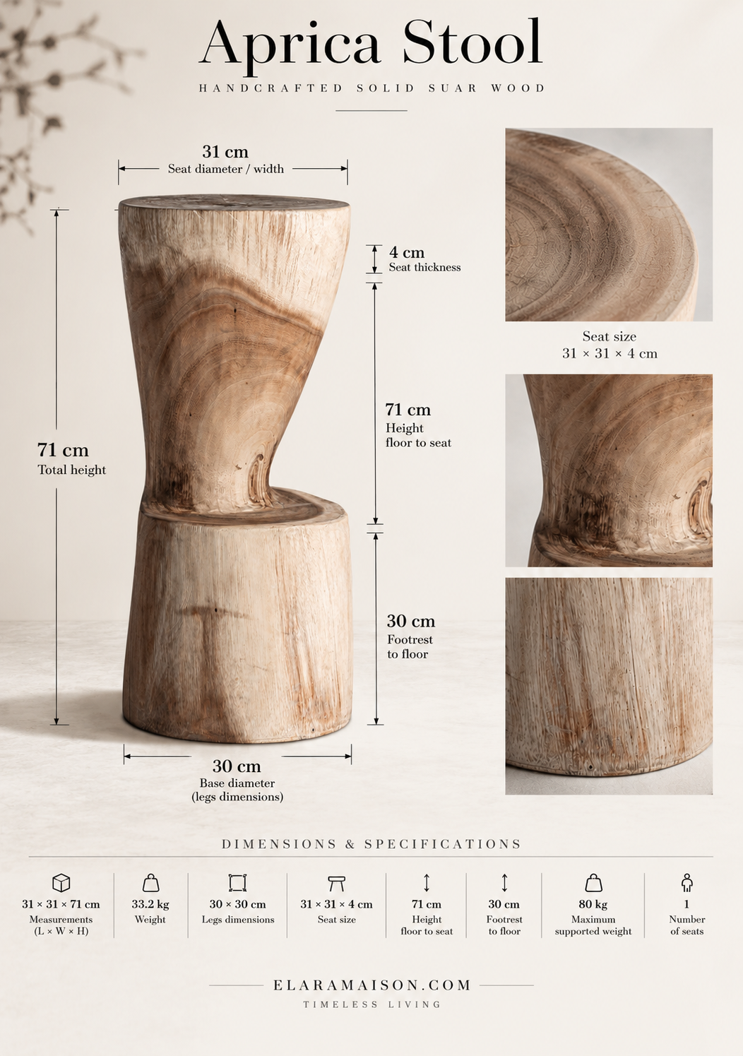 Aprica Stool - Elara Maison