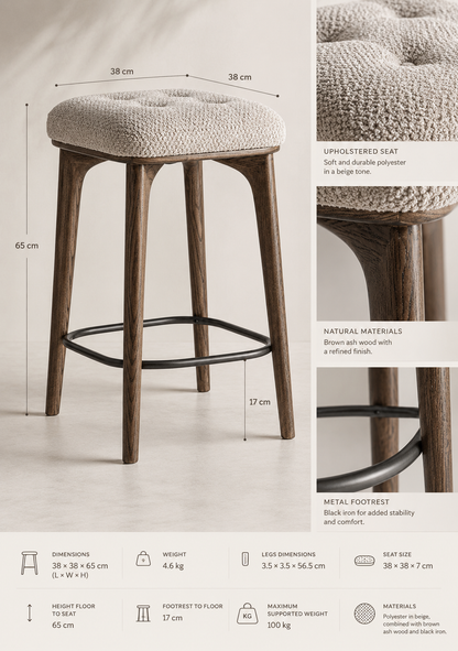Zemst Stool - Elara Maison
